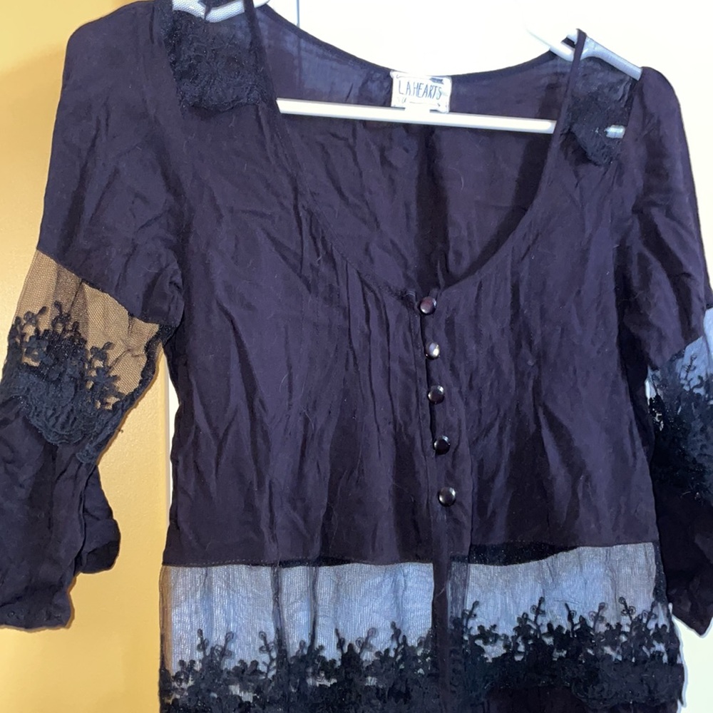 Pacsun Black and Sheer Blouse - Picture 3 of 3